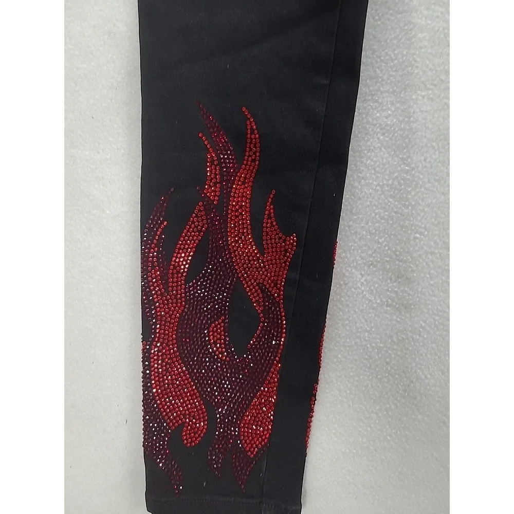 GVAPI Overseaz Drip Jeans Mens 30‎ Flame Rhinestone Distressed Limited Edition